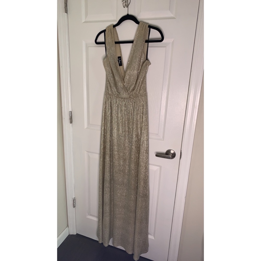 Lulus all that shimmers is gold gown